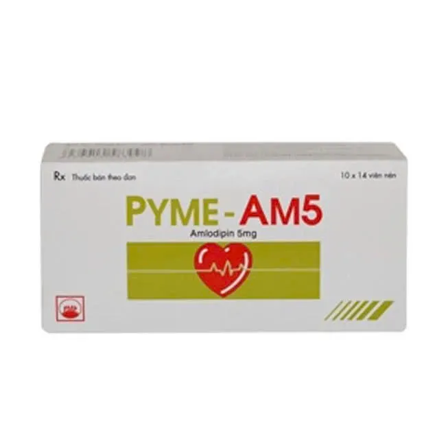 Amlodipine 5mg Pyme (H/140v) - Thuốc điều trị tăng huyết áp (10 vỉ x 14 viên) | Pymepharco
